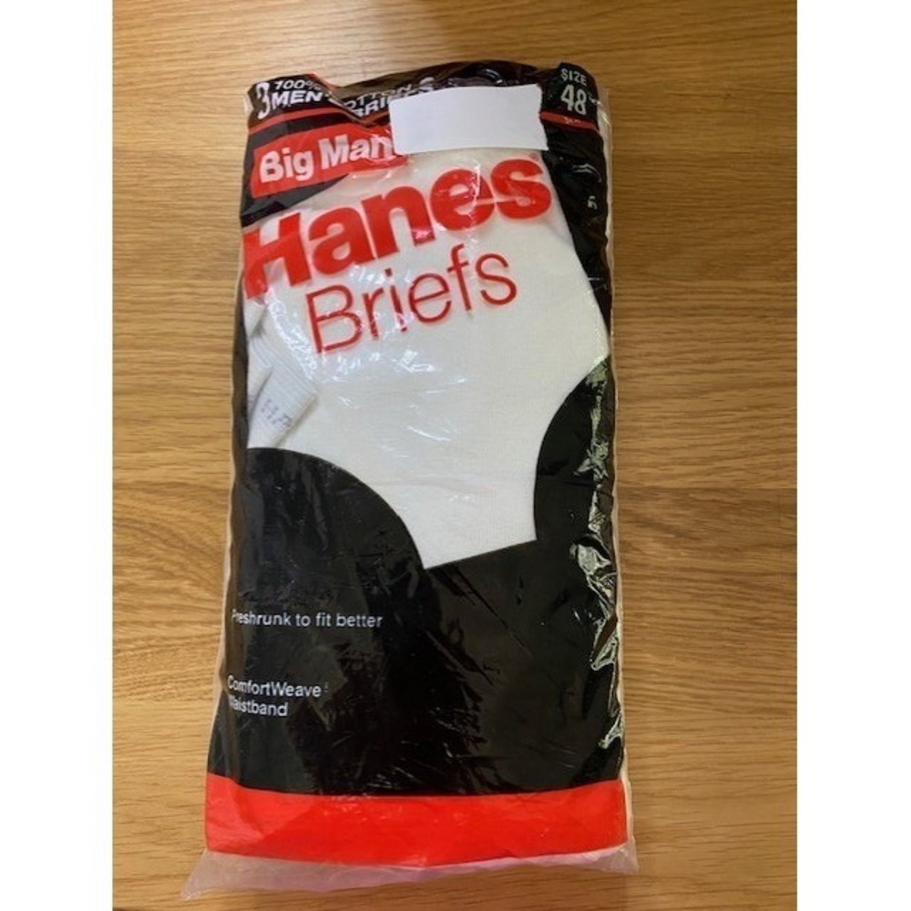 Hanes Briefs Men Size 48 White New 3-Pack Vintage 1988 Big Man Cotton USA Made